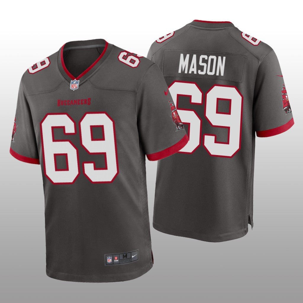 Tampa Bay Buccaneers Shaq Mason Pewter Jersey Alternate Game Men's