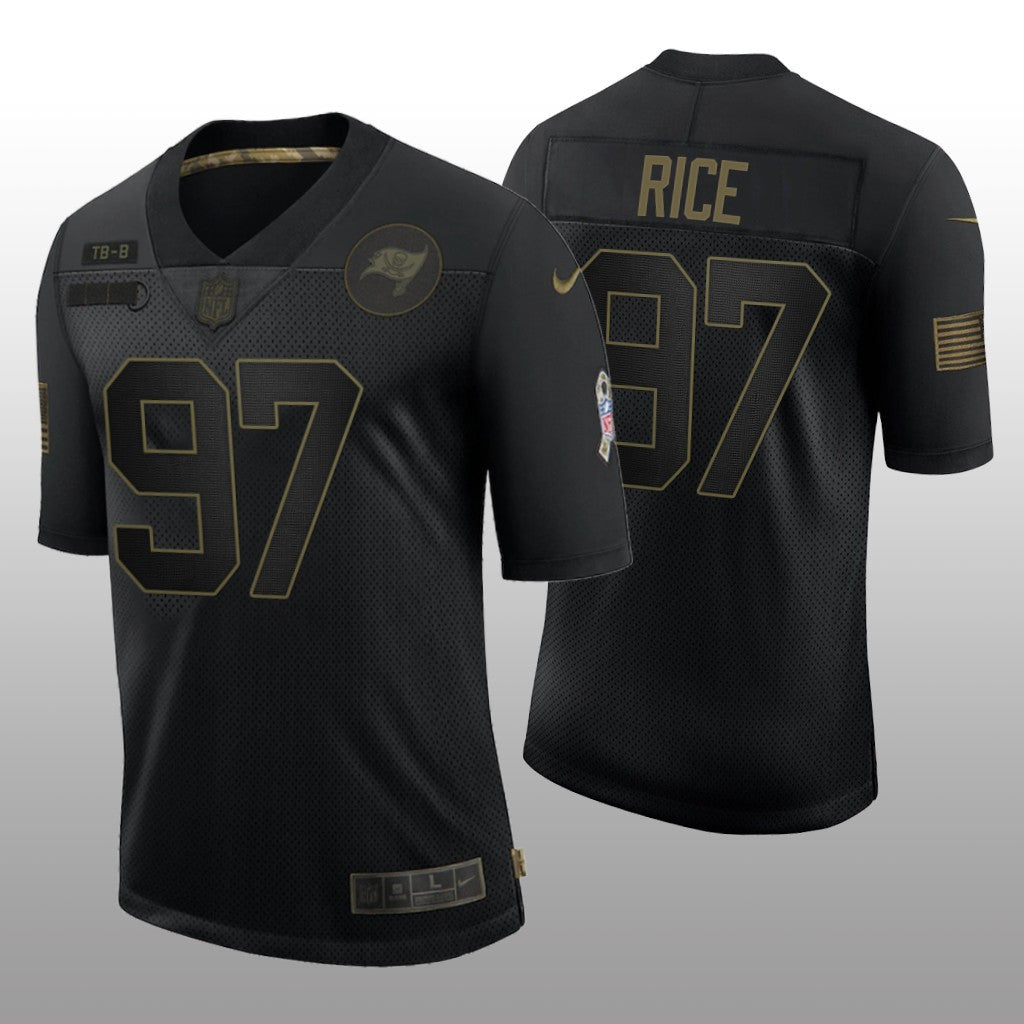 Tampa Bay Buccaneers Simeon Rice Black Retired Jersey Salute to Service Men's