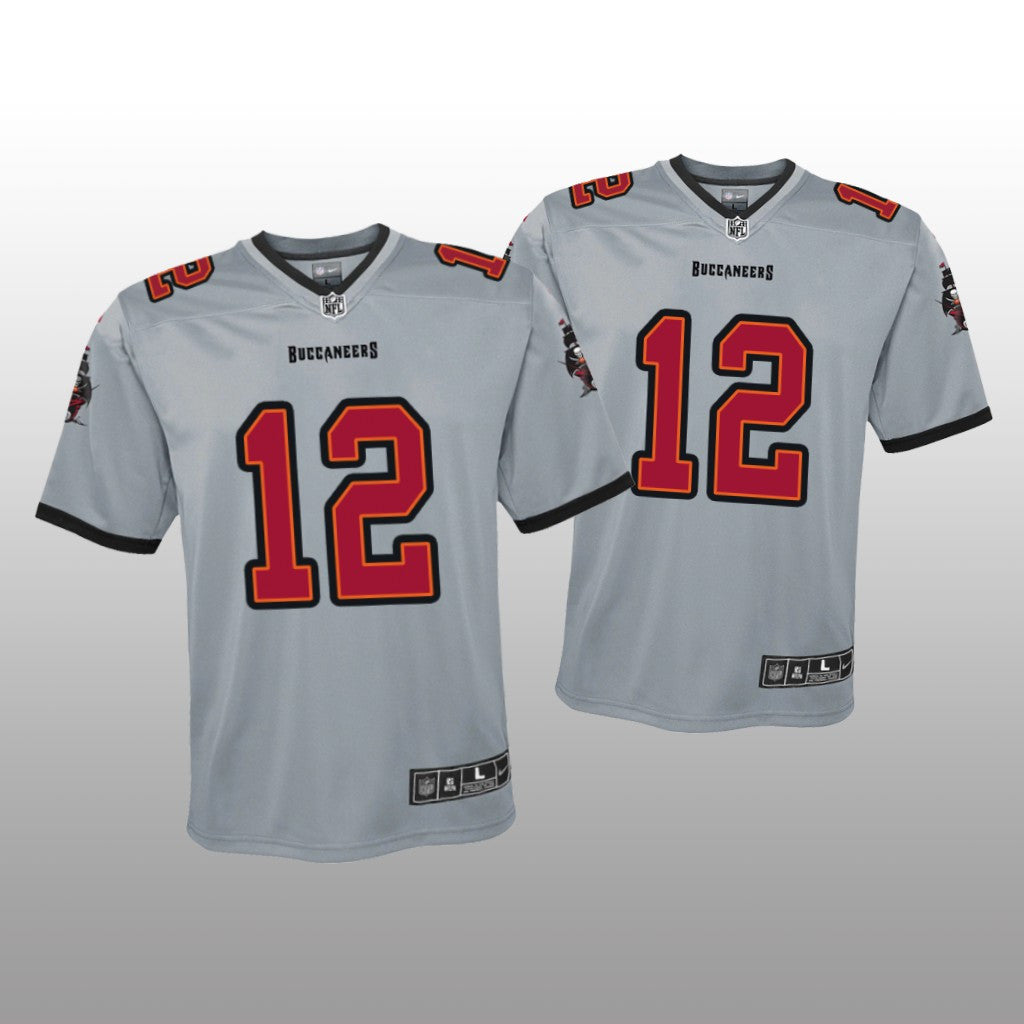 Tampa Bay Buccaneers Tom Brady Gray Jersey Inverted Game Youth