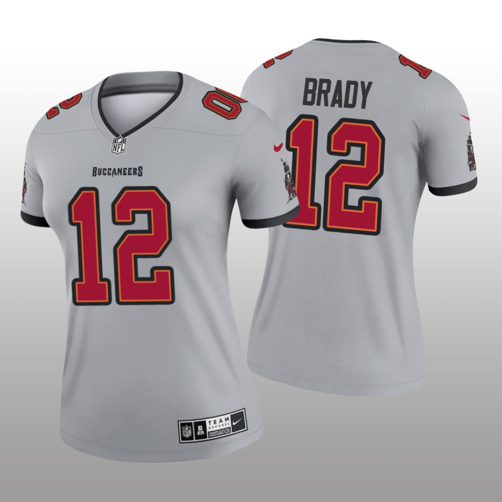 Tampa Bay Buccaneers Tom Brady Gray Jersey Inverted Legend Women's