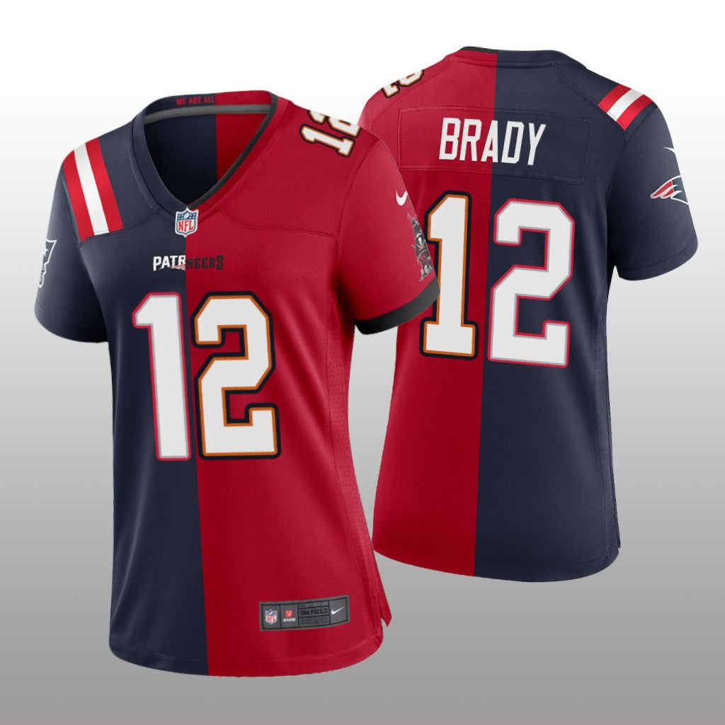 Tampa Bay Buccaneers Tom Brady Navy Red Jersey Split Women's