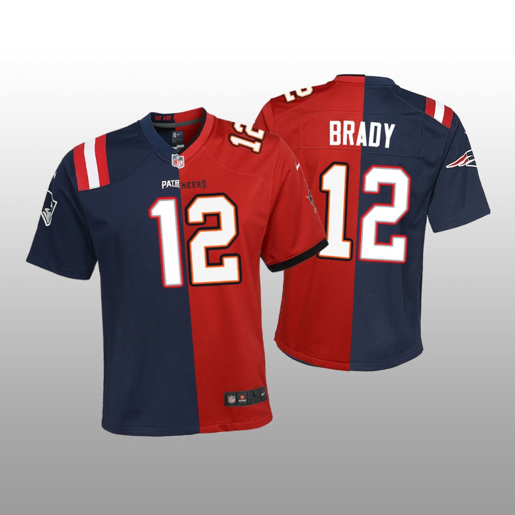 Tampa Bay Buccaneers Tom Brady Navy Red Jersey Split Youth