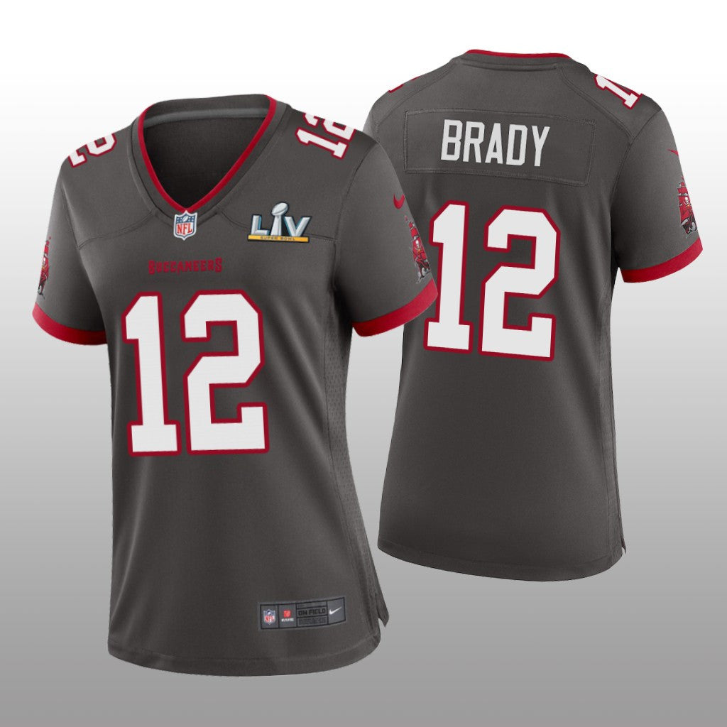 Tampa Bay Buccaneers Tom Brady Pewter Game Jersey Super Bowl LV Women's