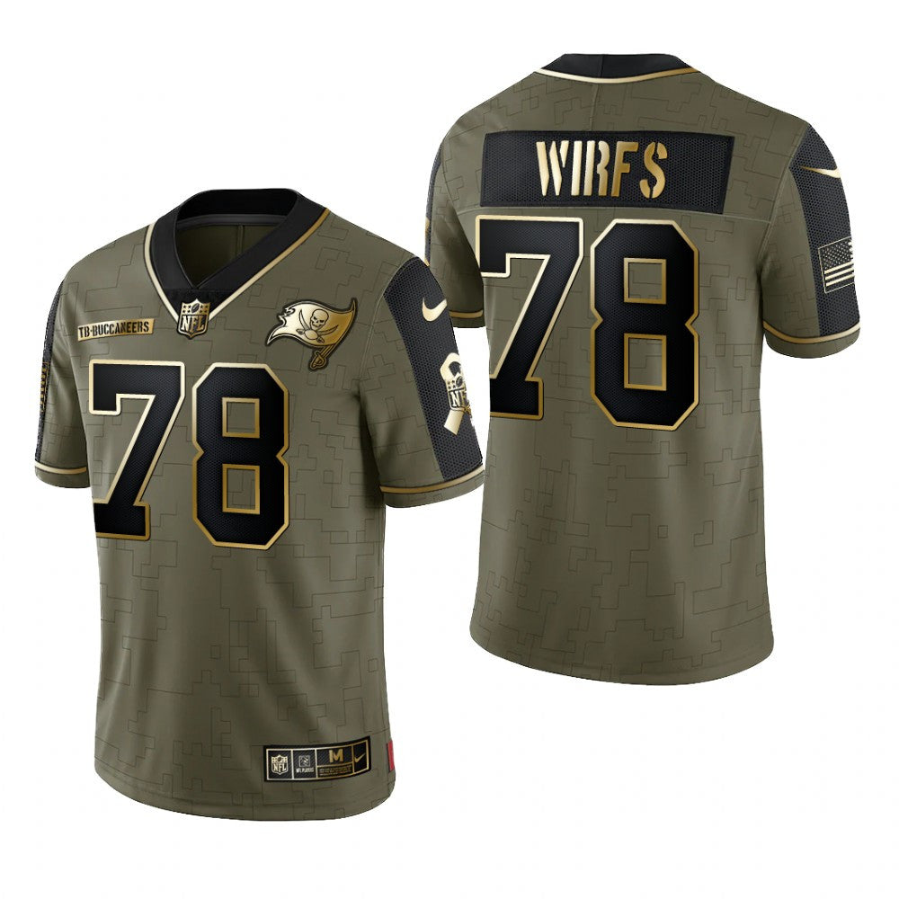 Tampa Bay Buccaneers Tristan Wirfs Olive Gold Limited Jersey Salute To Service Men's