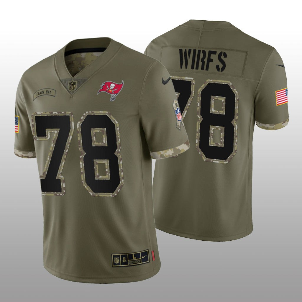 Tampa Bay Buccaneers Tristan Wirfs Olive Jersey Salute To Service Men's