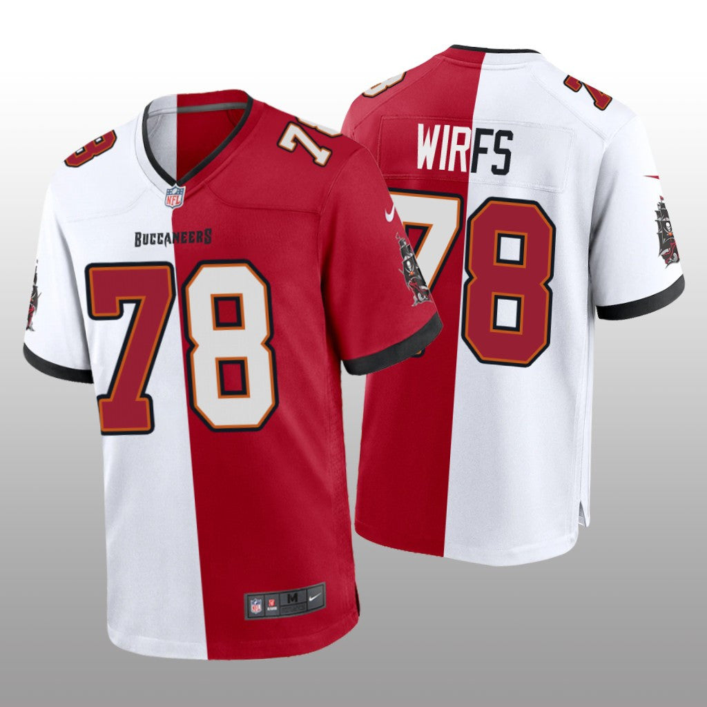 Tampa Bay Buccaneers Tristan Wirfs Red White Two Tone Jersey Split Men's