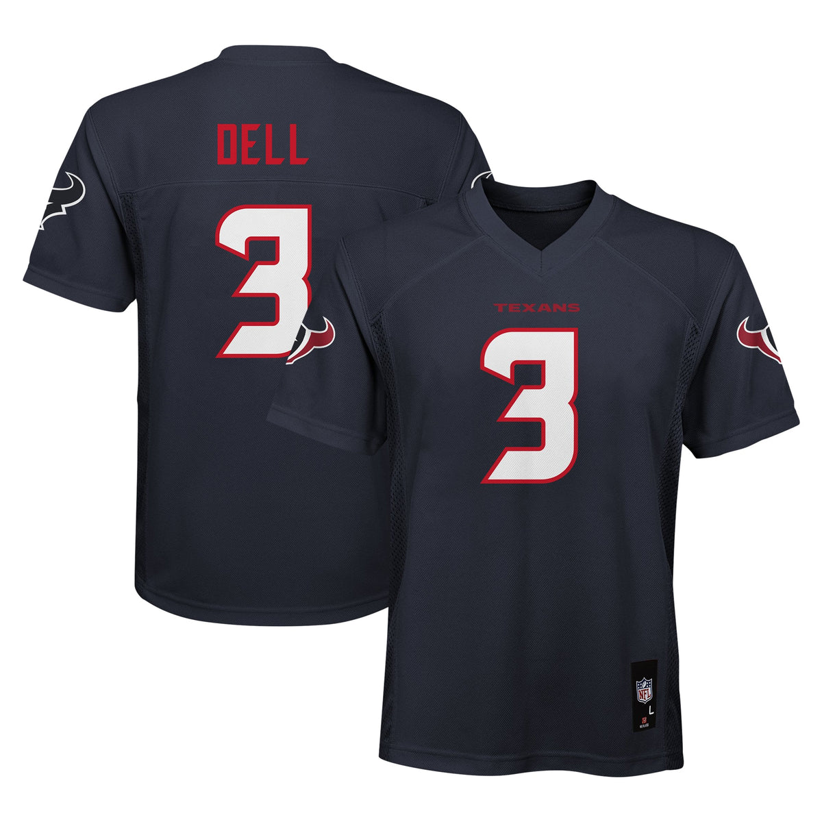 Tank Dell Houston Texans Youth Replica Player Jersey Navy
