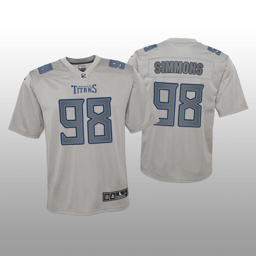 Tennessee Titans Jeffery Simmons Gray Jersey Atmosphere Fashion Game Youth