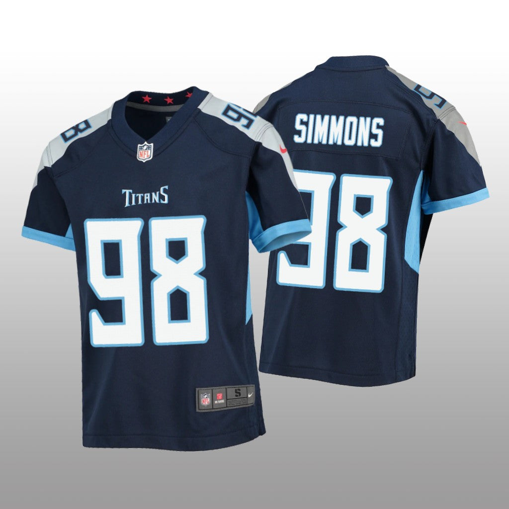 Tennessee Titans Jeffery Simmons Navy Jersey Game Youth