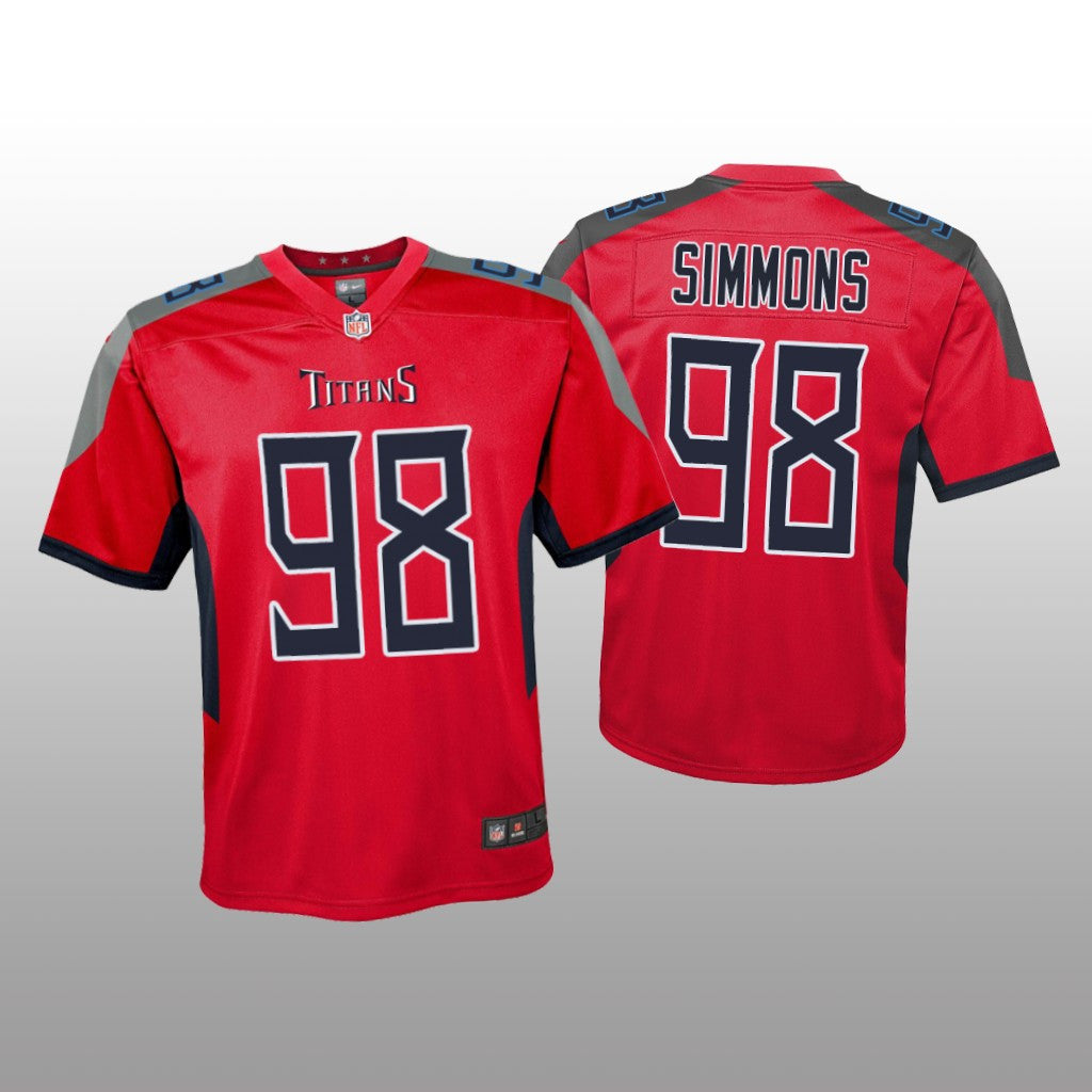 Tennessee Titans Jeffery Simmons Red Jersey Inverted Game Youth