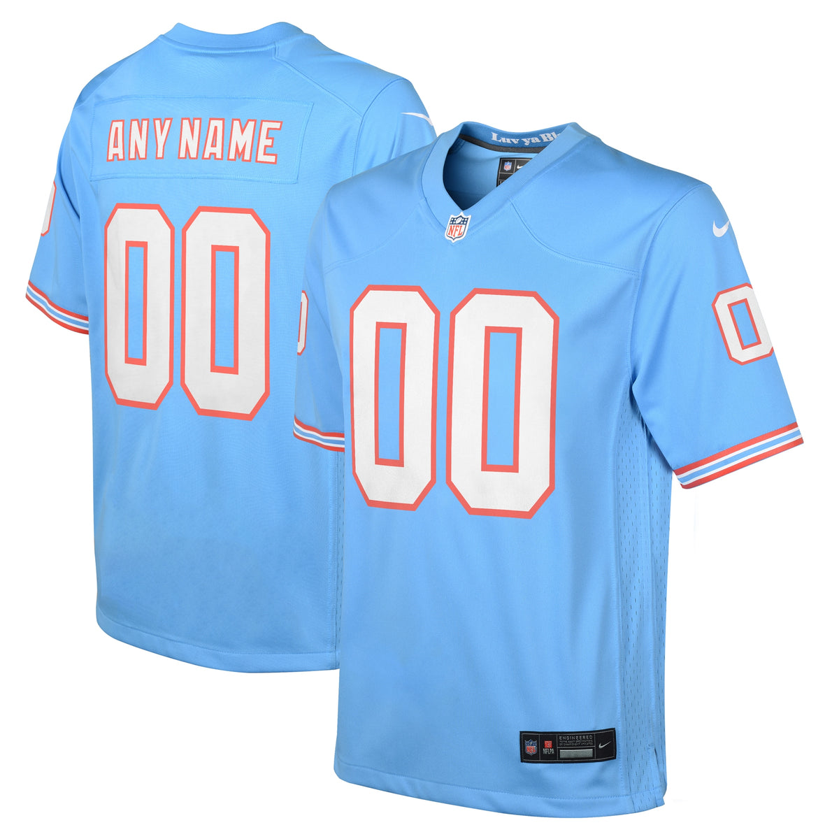 Tennessee Titans Nike Youth Oilers Throwback Custom Game Jersey Light Blue