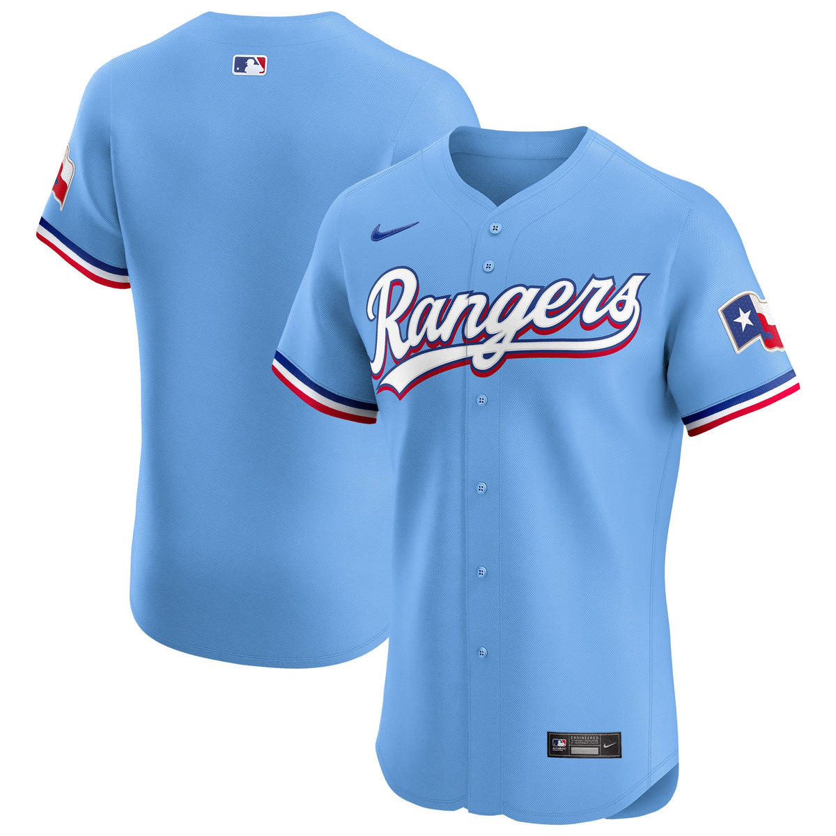 Texas Rangers Nike Alternate Vapor Premier Elite Patch Jersey Light Blue