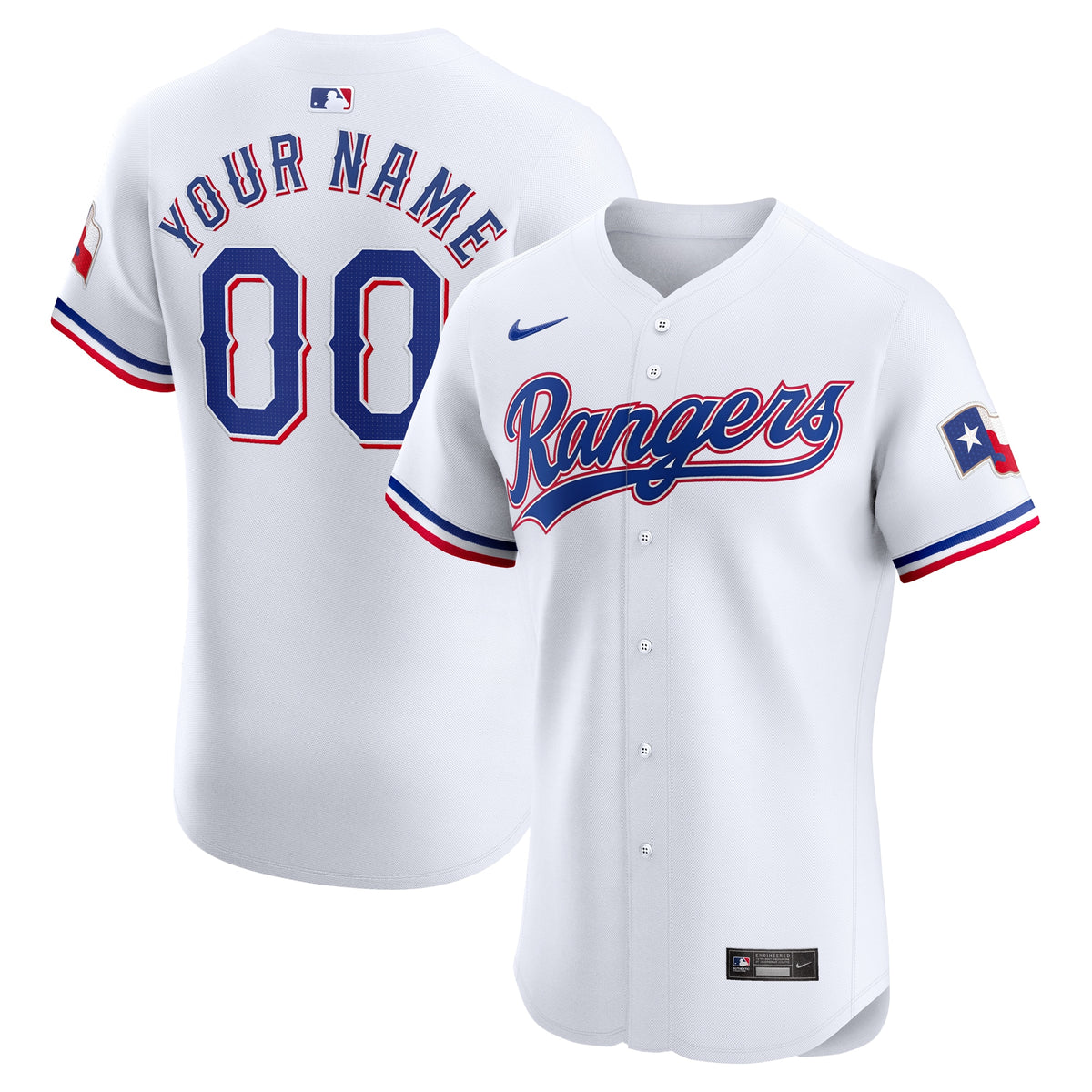 Texas Rangers Nike Home Elite Custom Jersey White