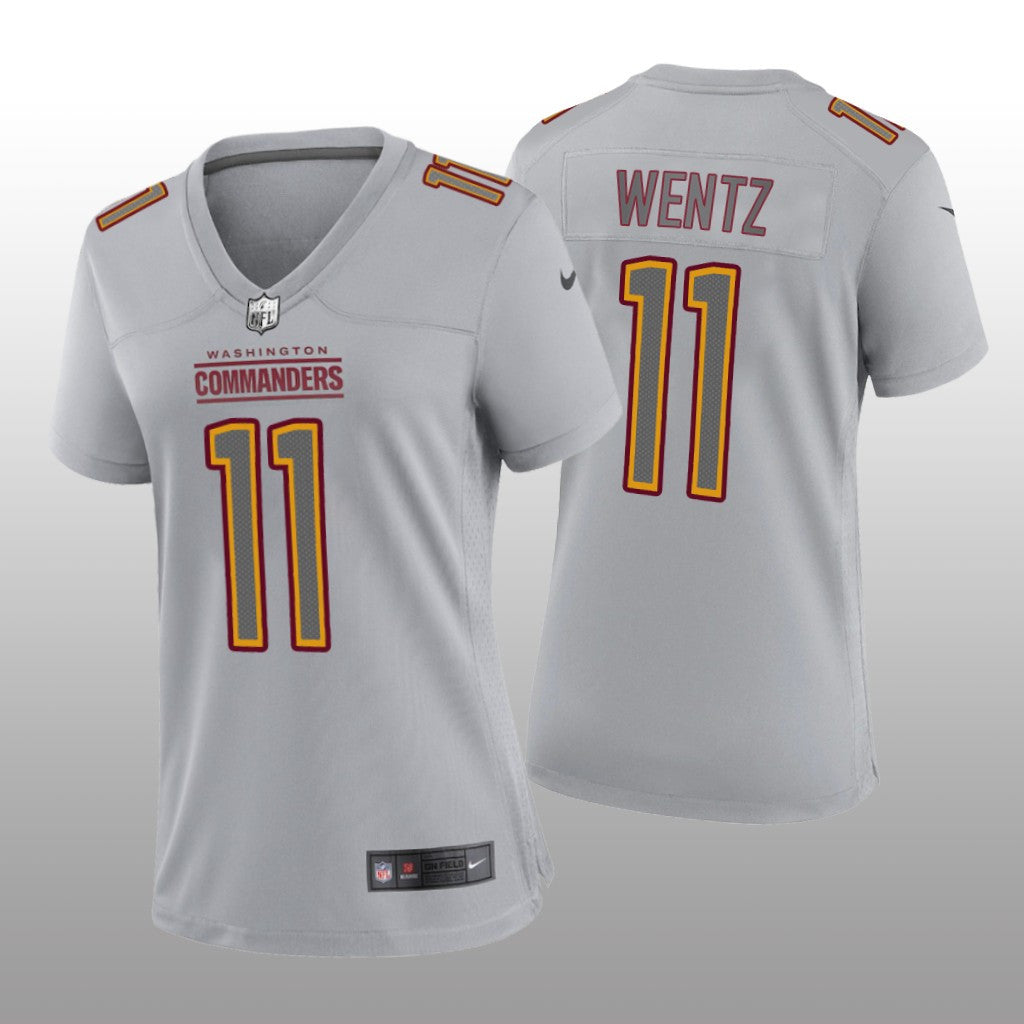 Washington Commanders Carson Wentz Gray Jersey Atmosphere Fashion Game Women's