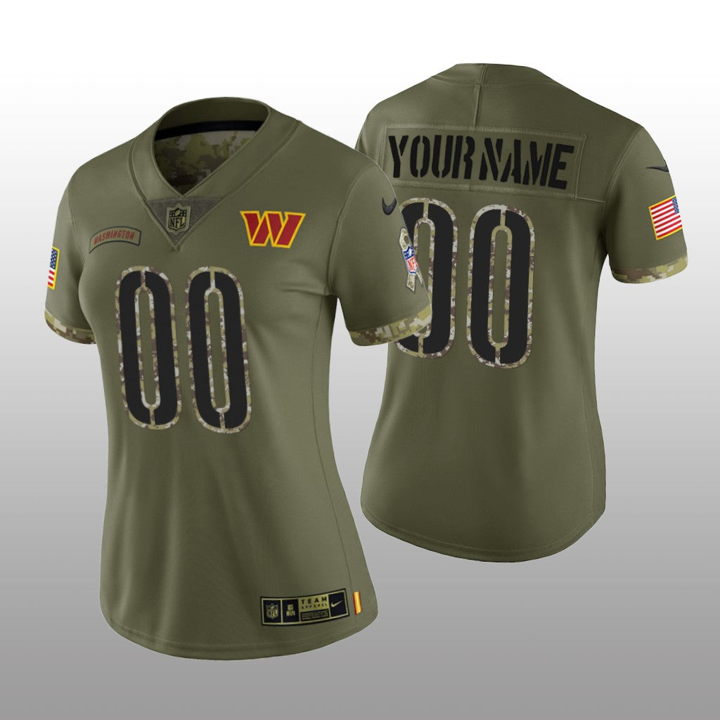 Washington Commanders Custom Olive Limited Jersey Salute To Service Women's