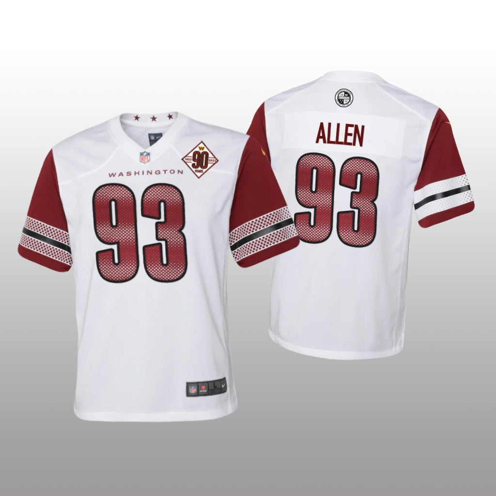 Washington Commanders Jonathan Allen White Jersey 90th Anniversary Youth