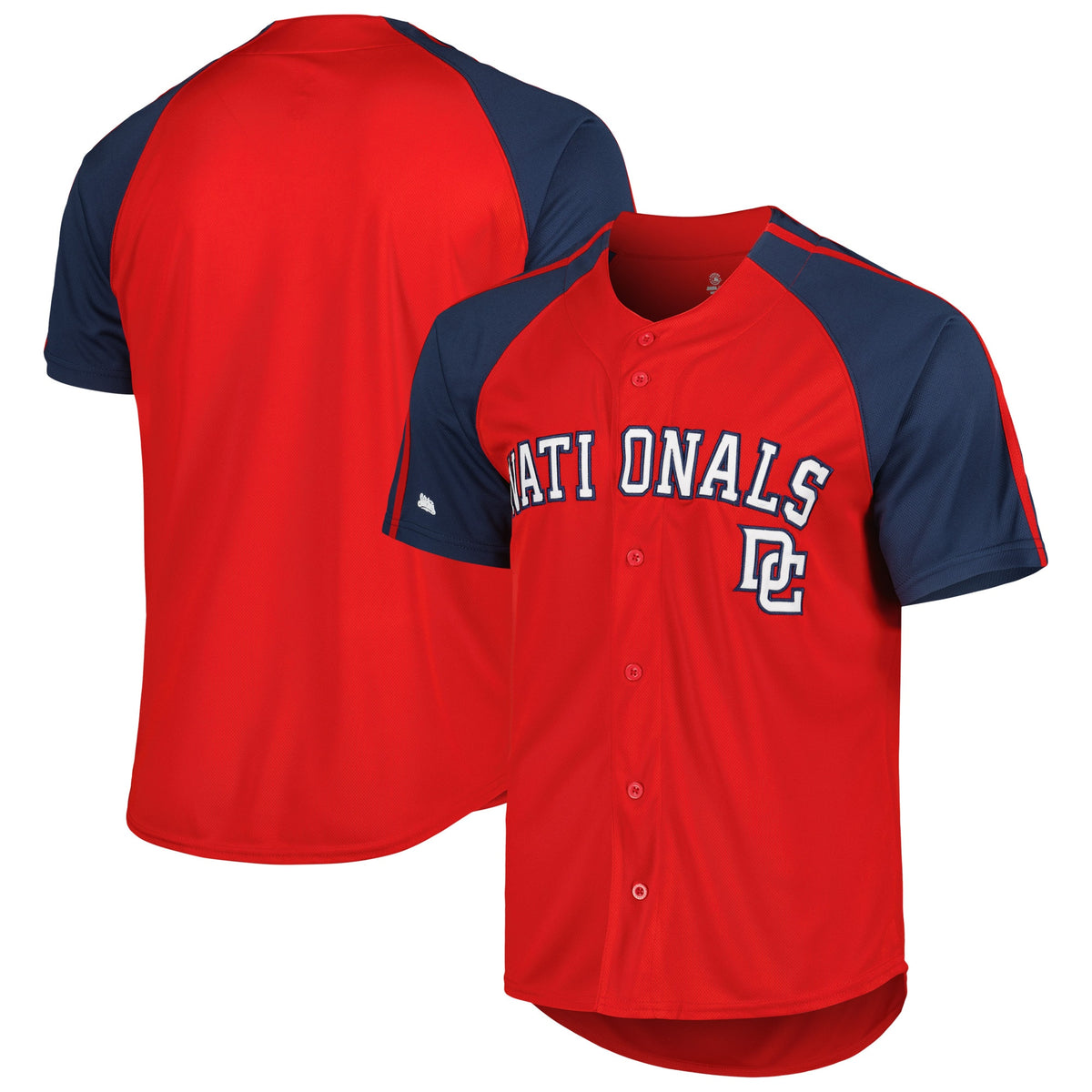 Washington Nationals Stitches Button-Down Raglan Fashion Jersey Red