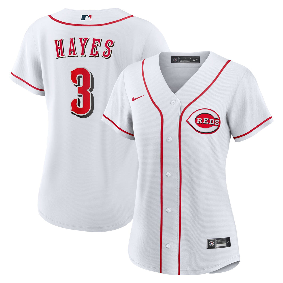 Women's Cincinnati Reds Ke&'Bryan Hayes Nike White Home Replica Jersey
