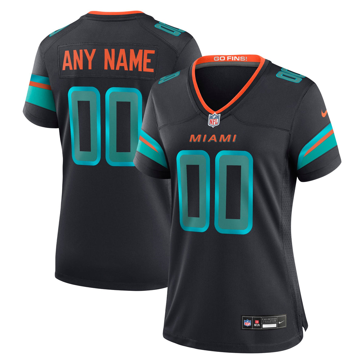 Women's Miami Dolphins Nike Pitch Blue 2025 Rivalries Collection Custom Game Jersey