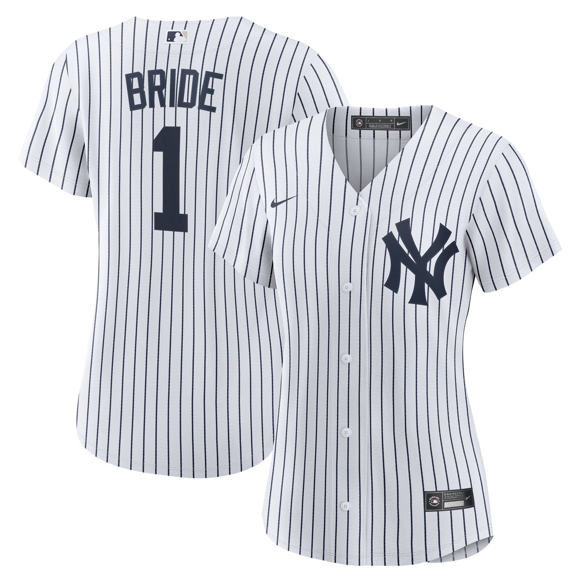 Women's New York Yankees Nike White #1 Bride Home Replica Jersey