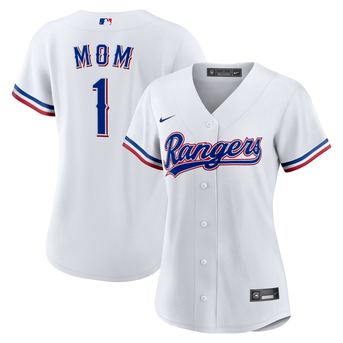 Women's Texas Rangers Nike White #1 Mom Home Replica Jersey