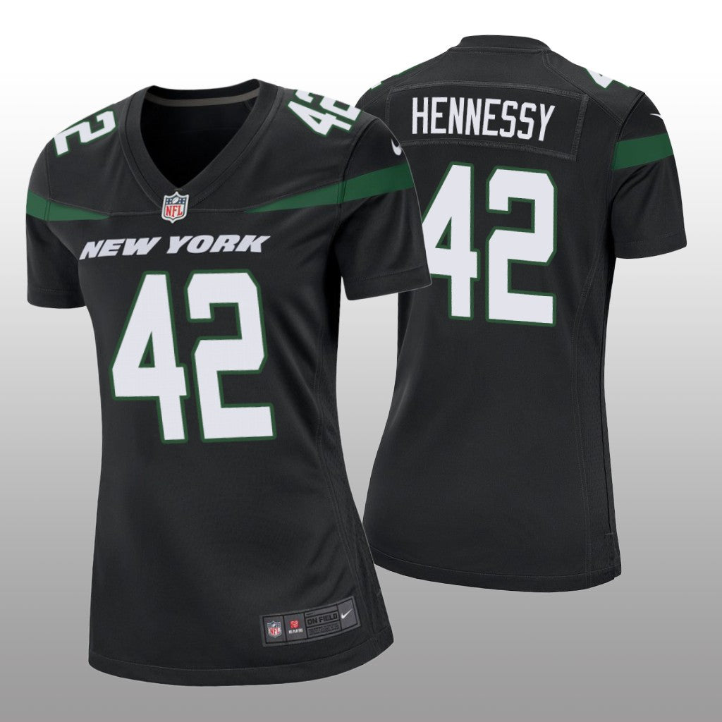Women's Thomas Hennessy #42 New York Jets Black Game Jersey