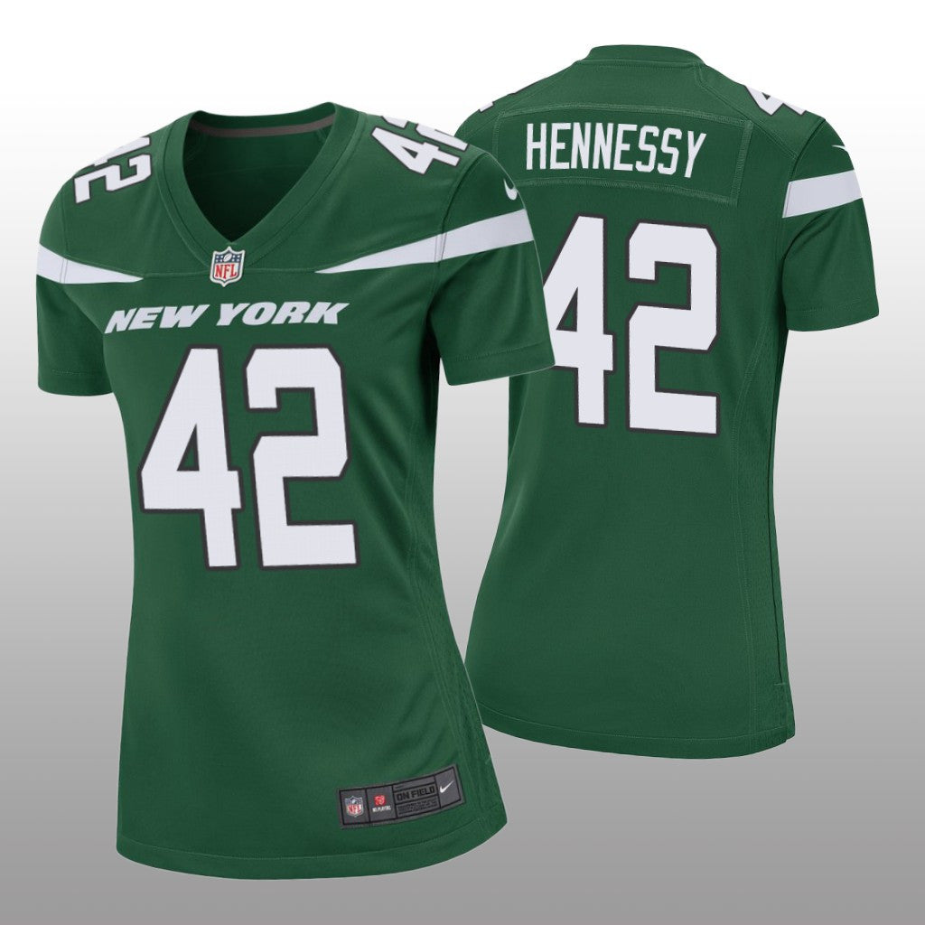 Women's Thomas Hennessy #42 New York Jets Green Game Jersey