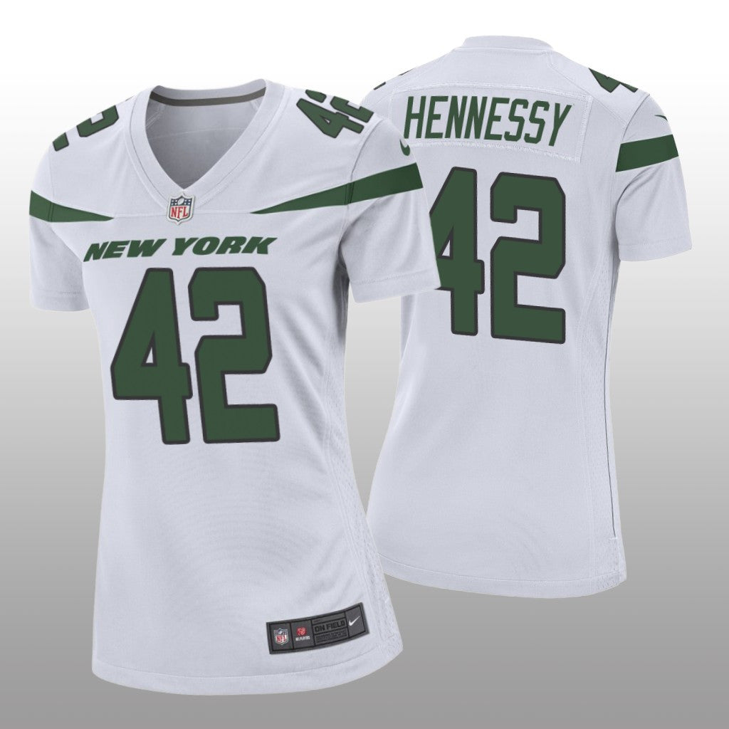 Women's Thomas Hennessy #42 New York Jets White Game Jersey