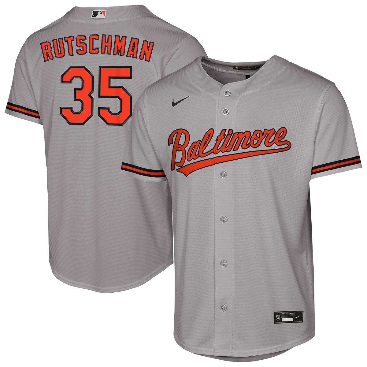 Youth Baltimore Orioles Adley Rutschman Nike Gray Road Replica Jersey