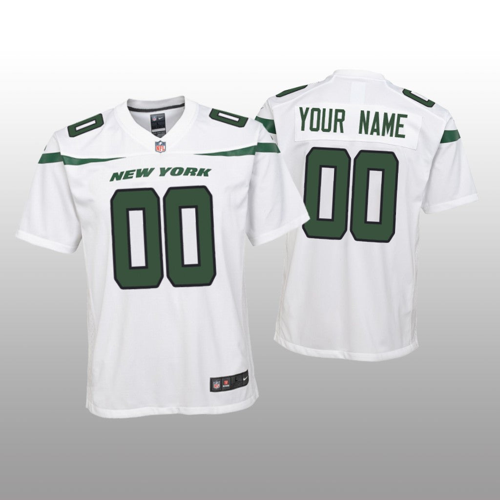 Youth Custom New York Jets White Game Jersey