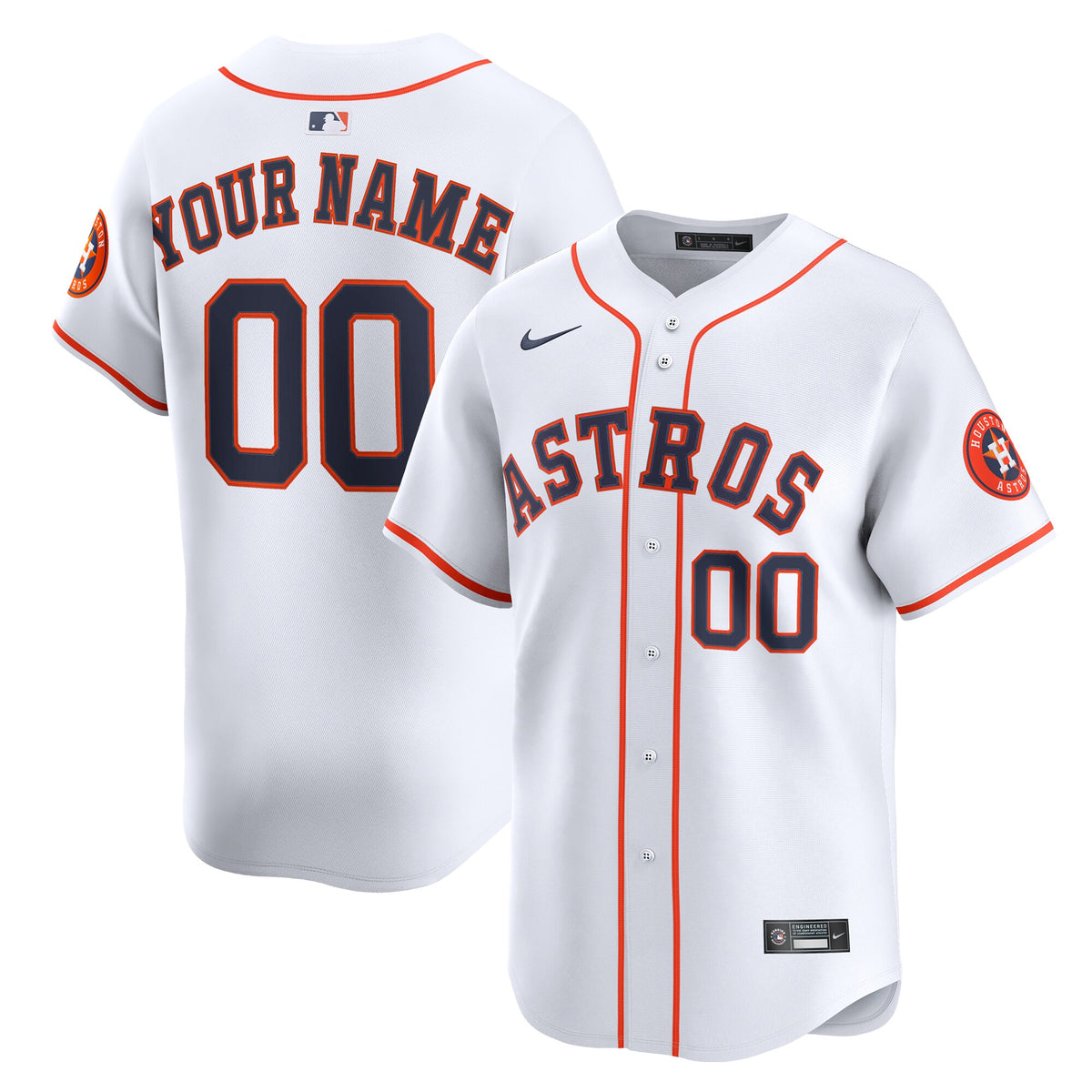 Youth Houston Astros Nike White Home Custom Limited Jersey