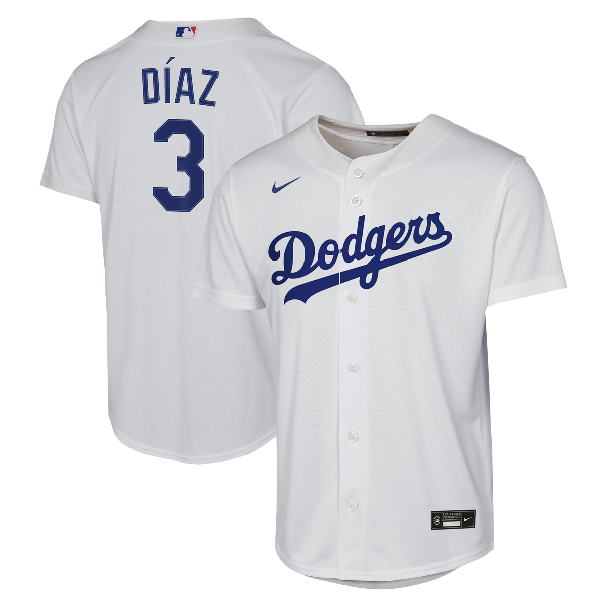 Youth Los Angeles Dodgers Edwin Díaz Nike White Home Baseline Jersey