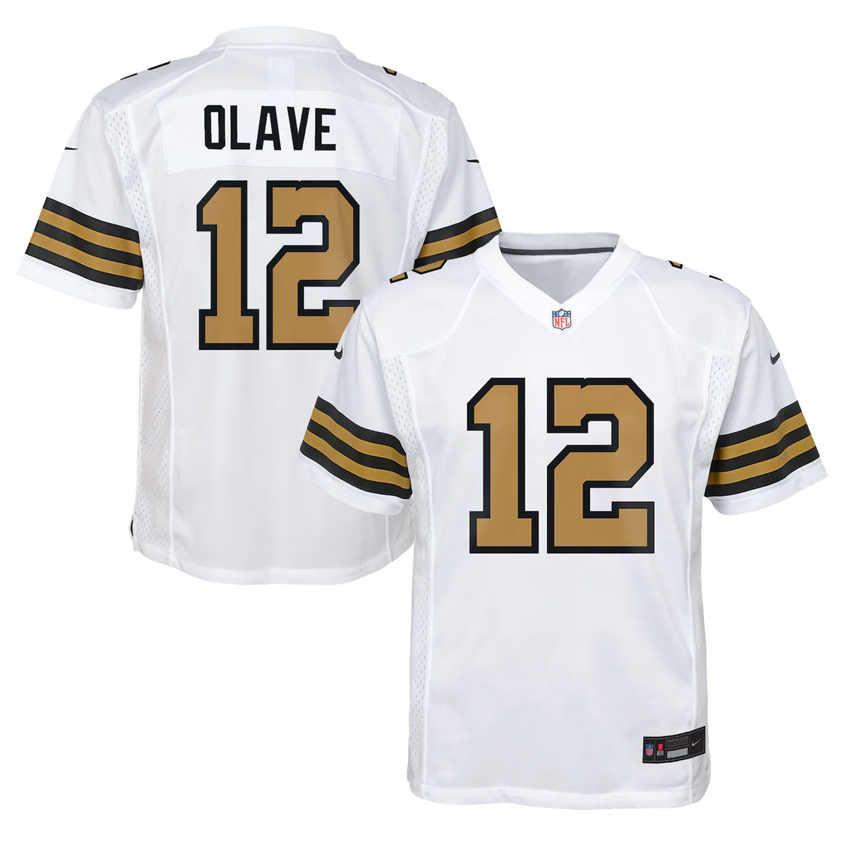 Youth New Orleans Saints Chris Olave Nike White Game Jersey