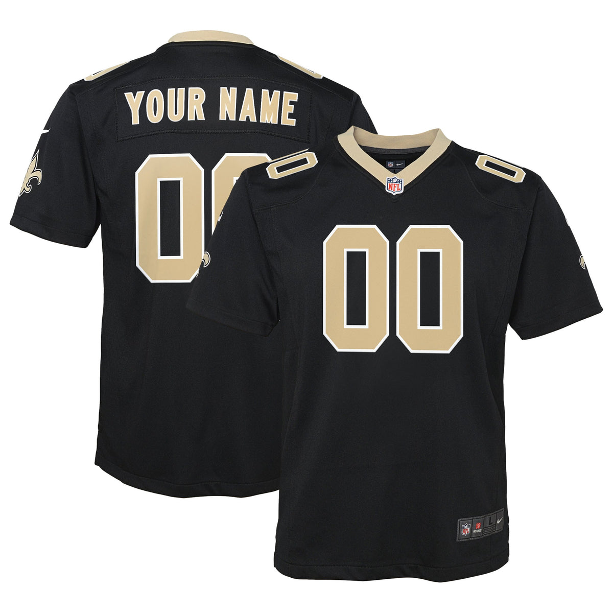 Youth New Orleans Saints Nike Black Custom Game Jersey