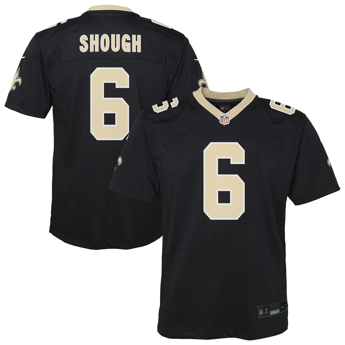 Youth New Orleans Saints Tyler Shough Nike Black Team Game Jersey