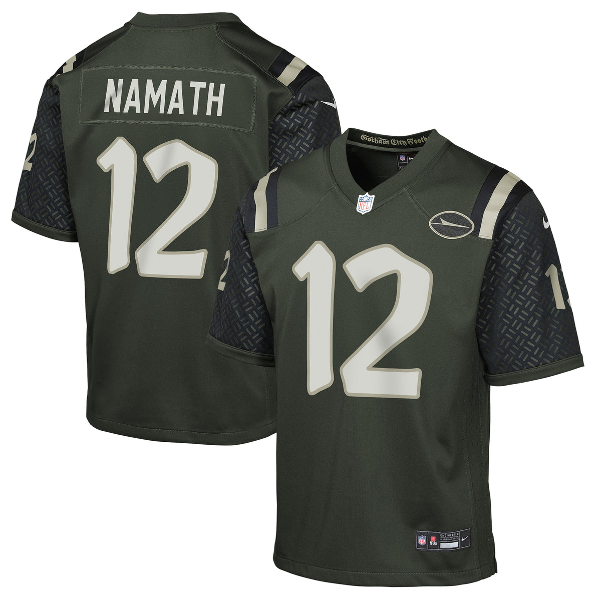 Youth New York Jets Joe Namath Nike Gotham Green 2025 Rivalries Collection Retired Player Game Jersey