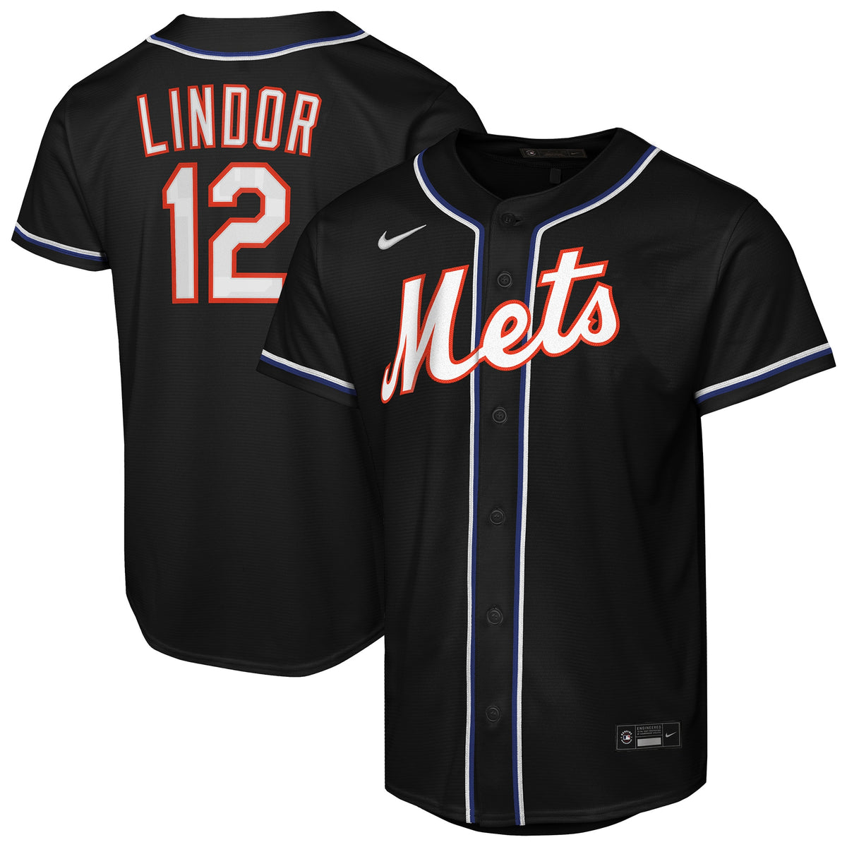 Youth New York Mets Francisco Lindor Nike Black Fashion Replica Player Jersey