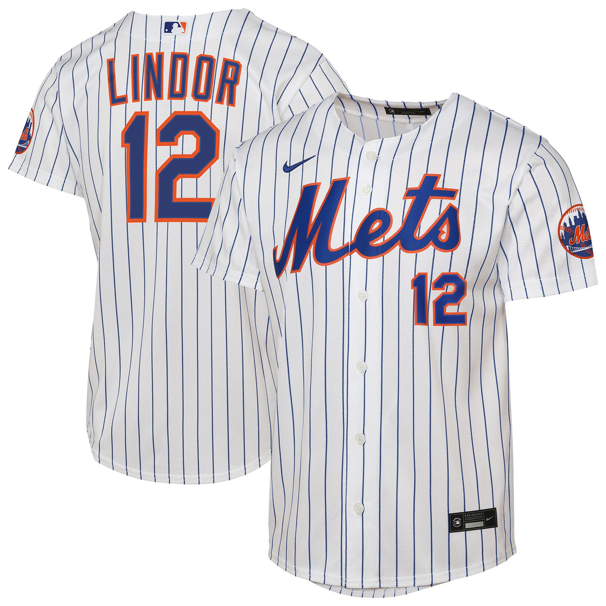 Youth New York Mets Francisco Lindor Nike White Home Stadium Player Jersey