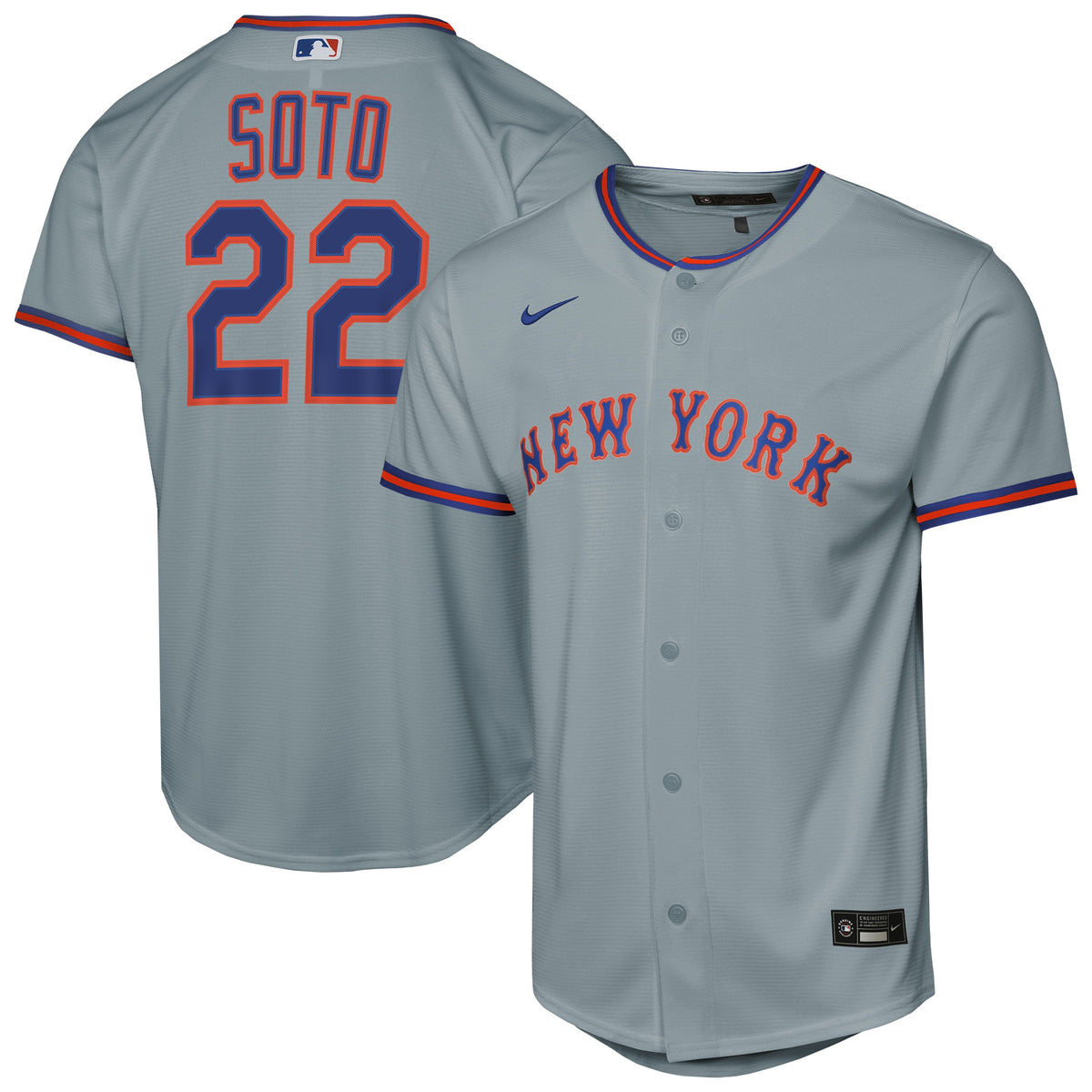 Youth New York Mets Juan Soto Nike Gray Road Replica Jersey