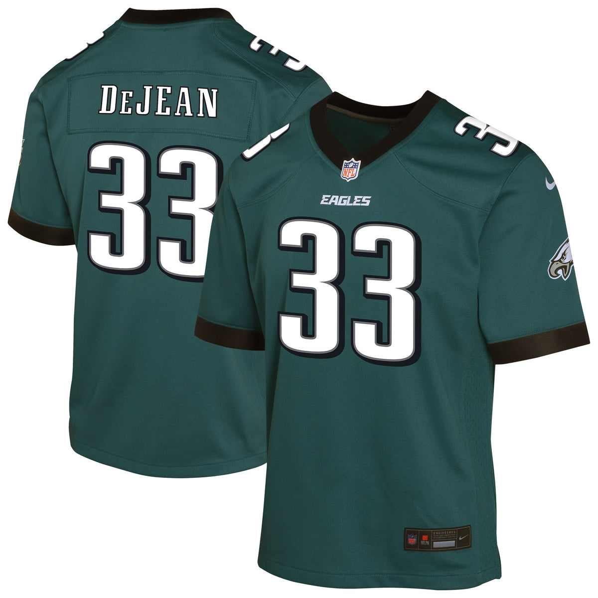 Youth Philadelphia Eagles Cooper DeJean Nike Midnight Green Game Player Jersey