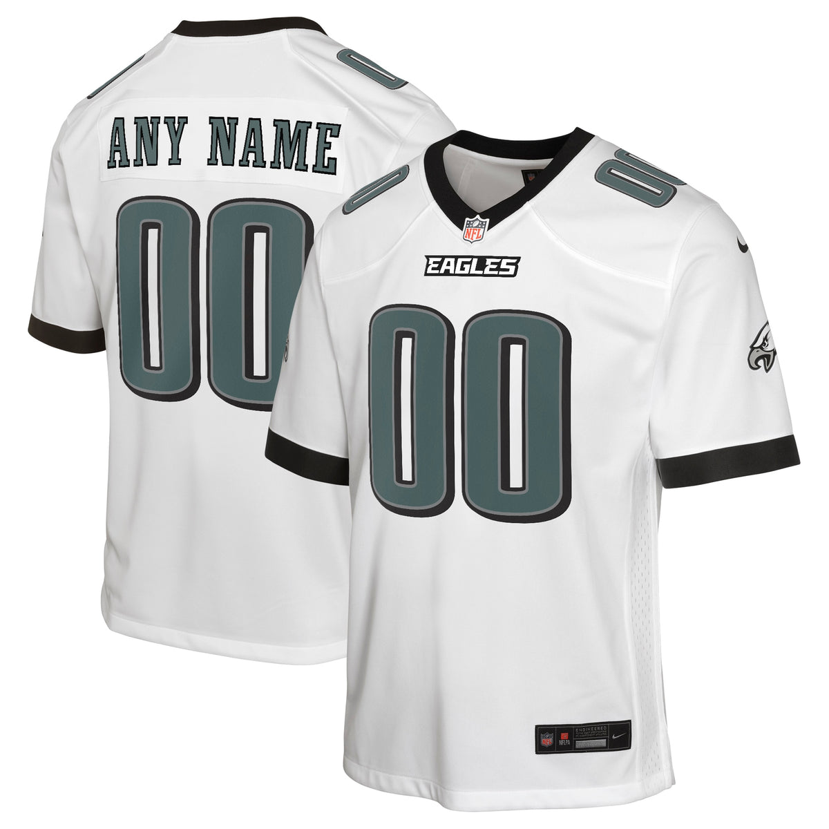 Youth Philadelphia Eagles Nike White Away Custom Game Jersey