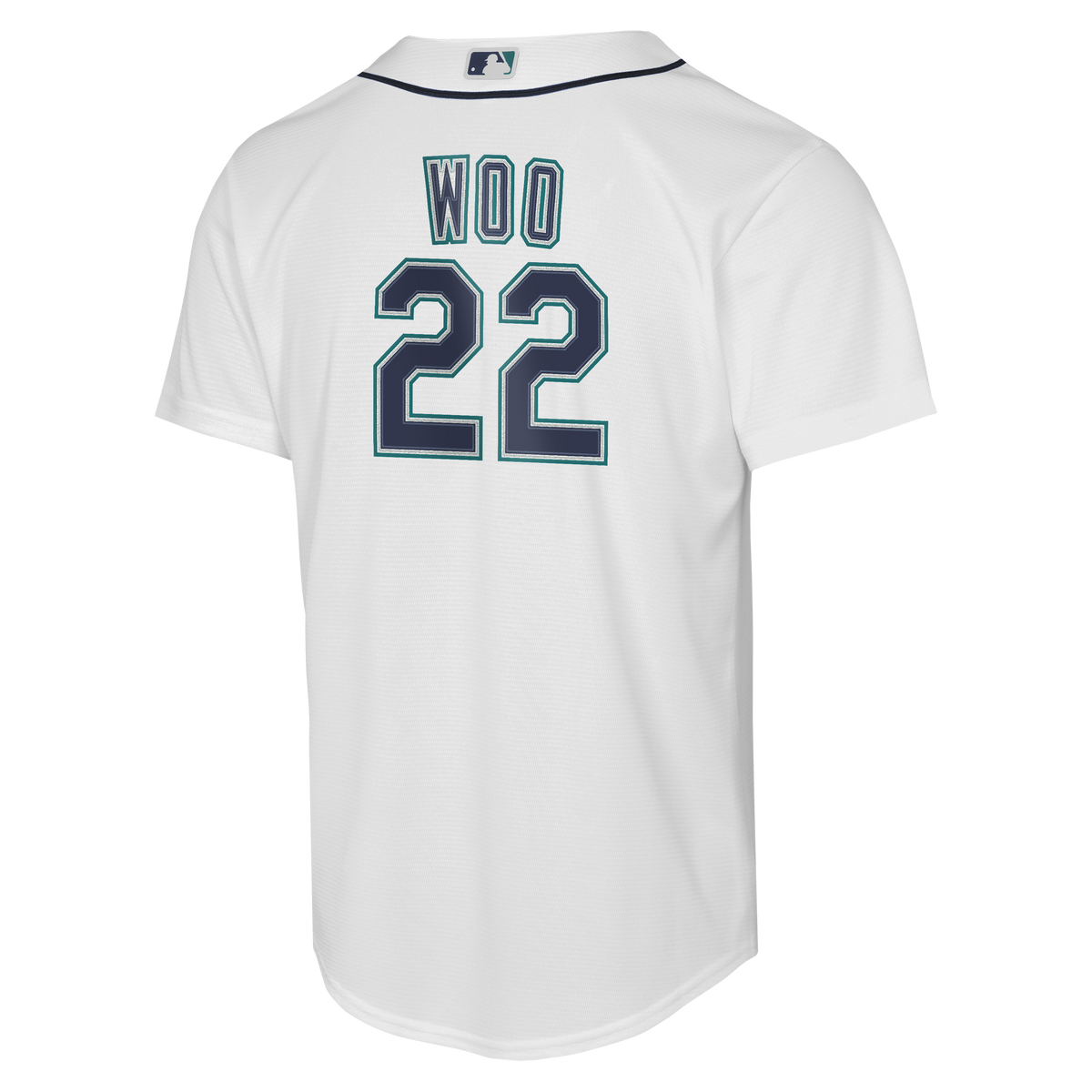 Youth Seattle Mariners Bryan Woo Nike White Home Baseline Jersey