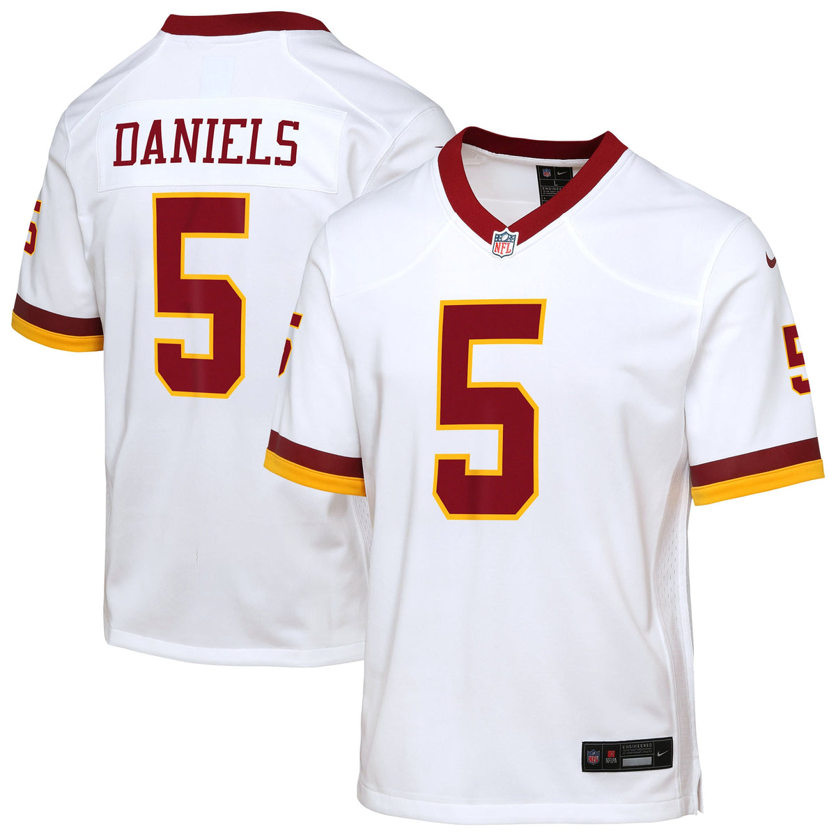 Youth Washington Commanders Jayden Daniels Nike White Game Super Bowl Era Jersey