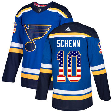 Adidas Blues 10 Brayden Schenn Blue Home Authentic Usa Flag Stitched Nhl Jersey