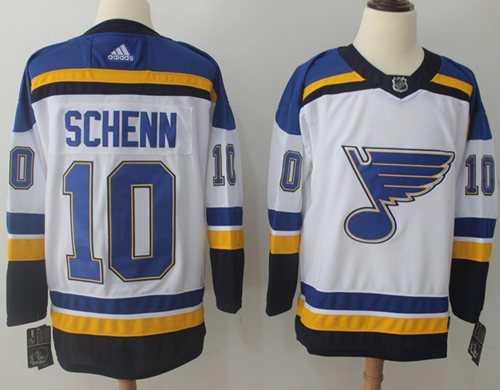Adidas Blues 10 Brayden Schenn White Road Authentic Stitched Nhl Jersey