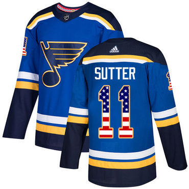 Adidas Blues 11 Brian Sutter Blue Home Authentic Usa Flag Stitched Nhl Jersey