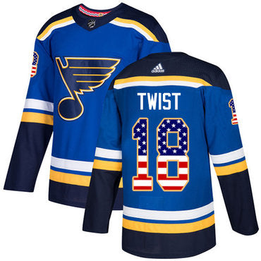 Adidas Blues 18 Tony Twist Blue Home Authentic Usa Flag Stitched Nhl Jersey