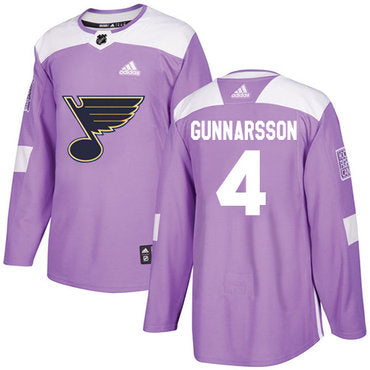 Adidas Blues 4 Carl Gunnarsson Purple Authentic Fights Cancer Stitched Nhl Jersey