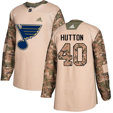 Adidas Blues 40 Carter Hutton Camo Authentic 2017 Veterans Day Stitched Nhl Jersey