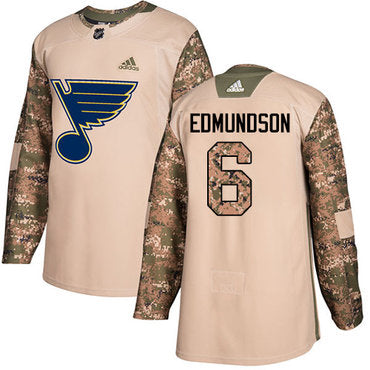 Adidas Blues 6 Joel Edmundson Camo Authentic 2017 Veterans Day Stitched Nhl Jersey